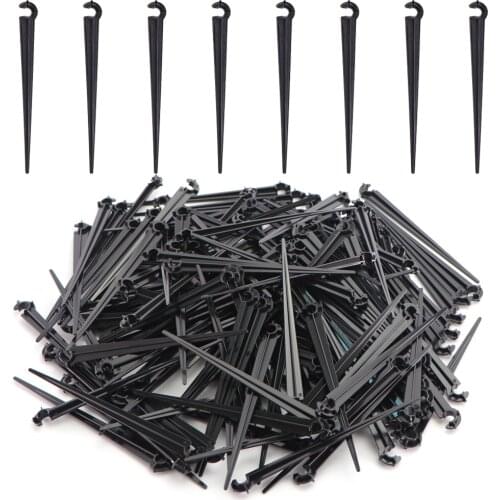 50-400PCS Garden 1/4" Hose Support C Shape Fixed Stems Holder 4/7mm Drip Irrigation Hose Ground Inserter Bracket