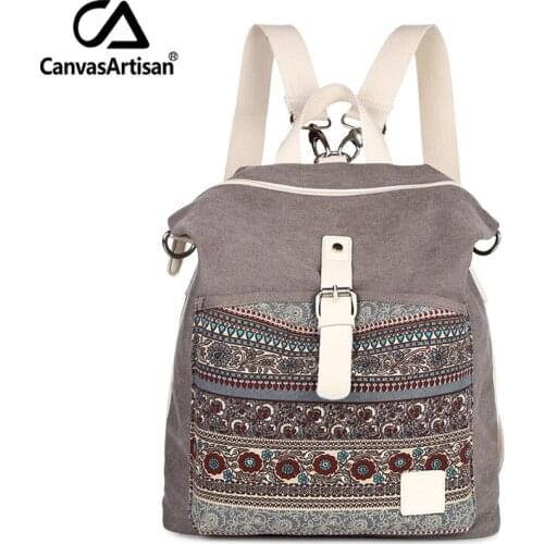 Canvas Printing Backpack Women School Bags for Teenage Girls Cute Bookbags National Shoulder Backpacks Female Crossbody Bags