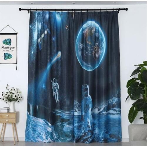 Customized Curtain Childrens Room Kid Boy Bedroom Space Moon curtains blue curtains