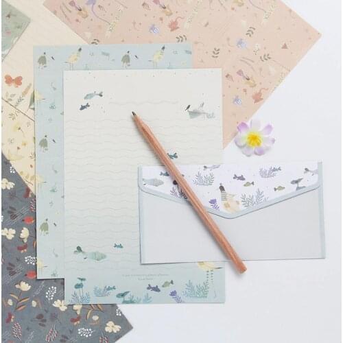 Creative A5 Letterhead Beautiful Flower Envelope Cartoon 3PCS Envelop 6pcs Writing Paper Sets Business Office School Stationery