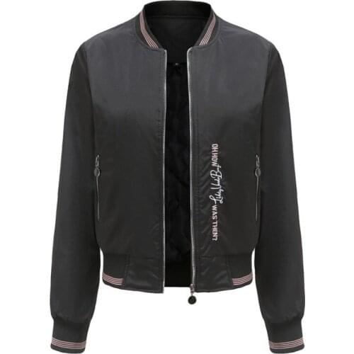 Quanss Fashion Embroidery Bomber Jacket Women 2021 New Spring Autumn Clothes Baseball Jackets Female Casual Outerwear