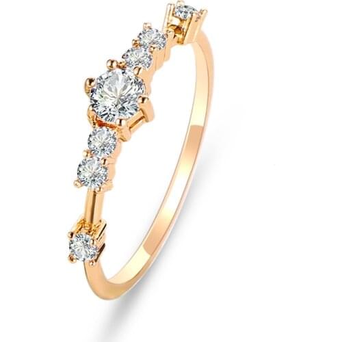 Fashion Delicate Bling Starry Shining Zircon Golden White Copper Rings For Women Girls Female Jewely