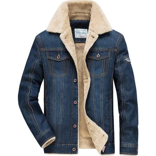 Winter Denim Jacket Men Fleece Thick Warm Coat Male Windbreaker Men Jacket Plus Size M-4XL Single Breasted Jeans Coat Men
