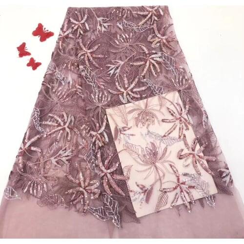 The Latest Nigerian French Sequined Mesh Lace Fabric Embroidered With African Lace Fabric 2021 High-quality Lace Fabric D38681
