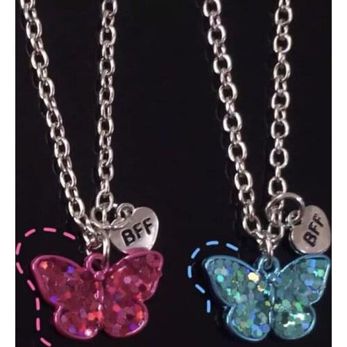 2021 New Korea Fashion Best Friend Necklace Pendant Pink Blue Woman for Necklace Gift Temperament Jewelry Wholesale