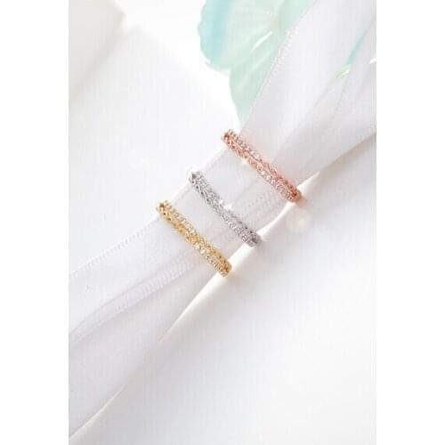 New Simple Style Elegant Woman Rings Shiny Zircon Double Layers Finger Wedding Ring Fashion Accessories Trendy Jewelry