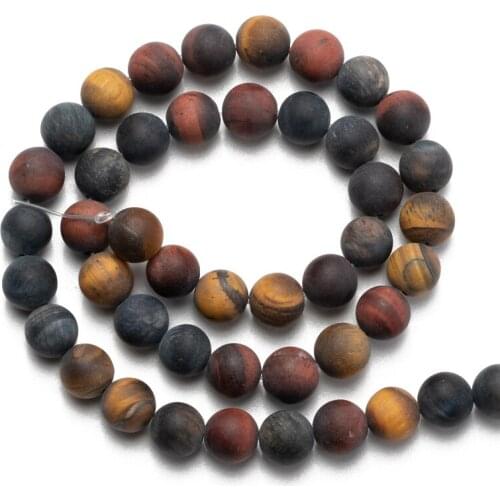 Wholesale Natural Matte Mixed Color Tiger Eye Stone Beads for Jewelry Making Accessories 4 6 8 10 12mm Necklace Bracelet DIY