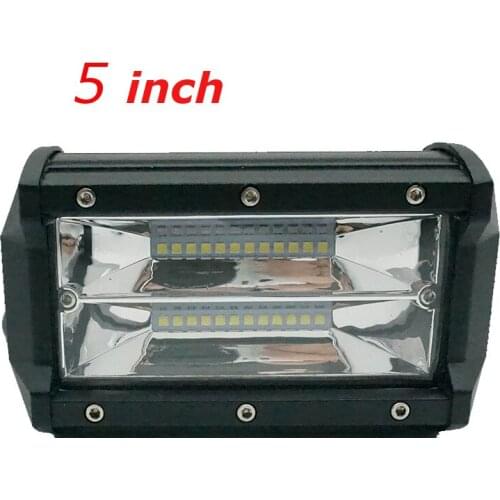 72W 5 inch Work Light Bar 12V 24V Car Flood Spot Bar LED Bulb Fog lamp Driving Bright for Off road 4x4 Tractor 4WD Jeep SUV