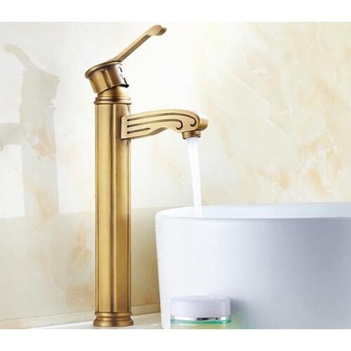 Luxury brass bronze plating high single lever classic bathroom basin faucet sink tap water mixer