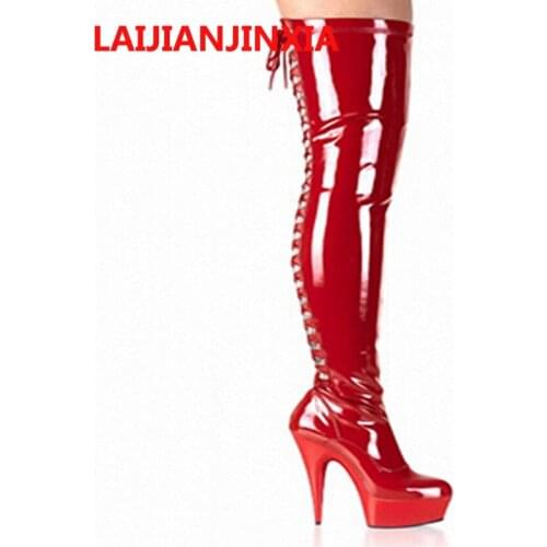 LAIJIANJINXIA Sexy PU 2018 Party Queen High-Heeled Shoes Over-The-Knee Womens Shoes Dance Shoes 10CM Heels High Boot A-095