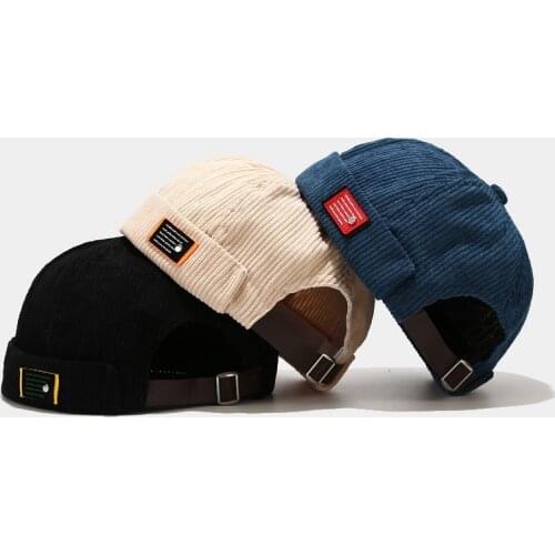 Landlord Hat Korean New Personality Labeling Corduroy Yuppie Hat 2021 Men Tide Japanese Harajuku Retro Melon Cap Hip-hop Women