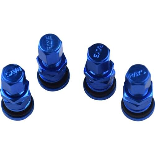 Blue Tubeless Adapter In Wheel Rim Tire Valve Stem Cap Cover 4 Pcs for Car