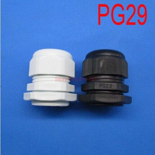 20pcs/lot Waterproof Cable Connector PG29 White or Black Cable Gland 18-25mm Cable Range