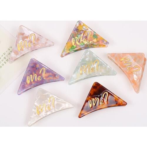 Cute geometric triangle Shape Letter Word Pattern Hair Claws Hairgrips Headwear Accessories Gift For Woman Girl