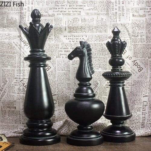 3 Pcs/set International Chess King Chess Piece Ornaments Nordic Home Decor Modern Creative Resin Study Adornment Desk Decoration