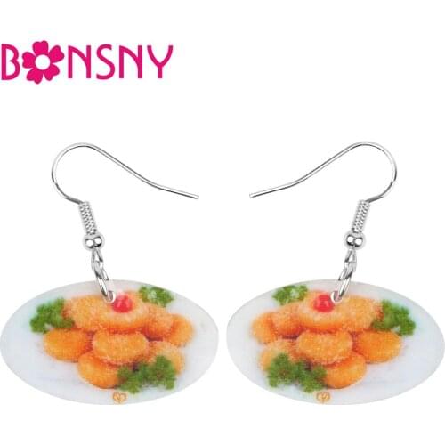 Bonsny Acrylic Thanksgiving Pumpkin Pie Earrings Drop Dangle Jewelry For Women Girl Teen Kid Party Charm Gift Festival Accessory