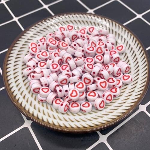 New 100pcs /lot 6mm Acrylic Spaced Beads Round Shape Love Heart For DIY Jewelry Making Handmade Bracelet#06