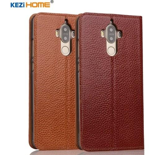 HuaWei Mate 9 case KEZiHOME Litchi Genuine Leather Flip Stand Leather Cover capa For HuaWei Mate 9 Phone cases coque