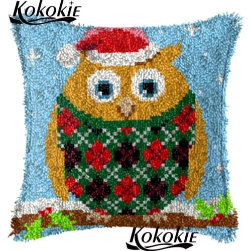 Threads embroidery latch hook pillow Crocheting Rug Yarn DIY embroider Needlework kits Cross stitch sets sale owl print cushion