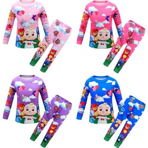 Kids Cocomelon Long Sleeve Suit New for 2021 Spring Autumn Clothes Set Baby Girls and Boy Home Clothing Toddler Girl Homewear
