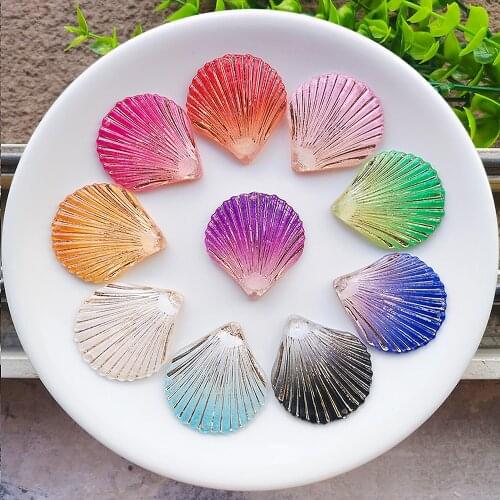 DIY 32*35mm Colorful Shell Shape Flatback Rhinestones Resin Sew-on Crystals Stones Beads DIY Sewing for Clothes 2 Hole Crafts