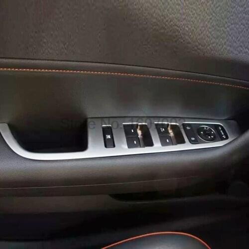 For 2015 2016 Hyundai Sonata Left-handed Driving Model Matte Chrome Interior Door Armrest Cover Window Liftr Switch Molding Trim