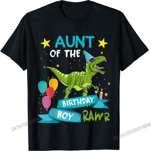 Aunt Of The Birthday Boy Dinosaur T-Shirt Camisas Men Oversized Normal T Shirts Cotton Youth Tops Shirts Normal