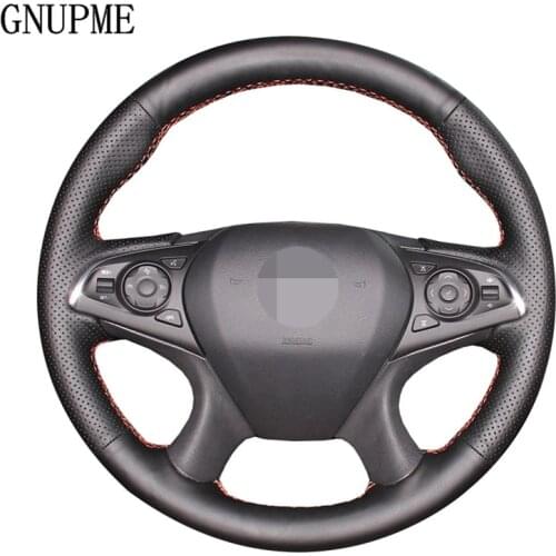 GNUPME Black Artificial Leather Car Steering Wheel Cover for Buick Regal Opel Insignia 2014 2015 Braided on the steering wheel