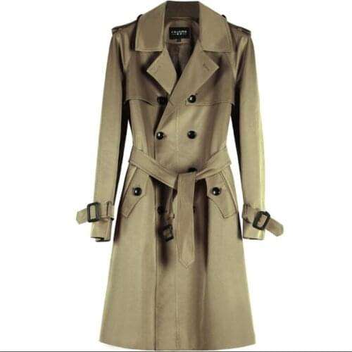 Khaki mens trench coats abrigo hombre man mid-length clothes пальто мужское fashion overcoat long sleeve тренч plus size 6XL