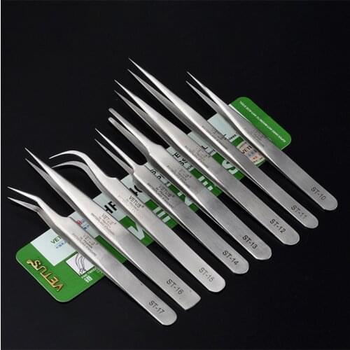 HRC40° Precision 302 alloy steel Anti Static Tweezer ST-10/11/12/13/14/15/16/17 For Lab teaching / Repair Tools