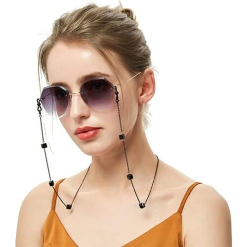 Imixlot Simple Classic Eyeglass Chains Black Geometric Beads Chains Eyewear Cord Holder Neck Strap Reading Glasses Rope