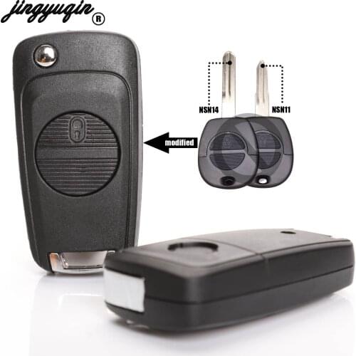 Jingyuqin 10pcs/lot Modified Flip Folding Fob Case 2 Buttons For Nissan Almera Primera X-Trail A33 NSN14/11 Blanks Blade Flip