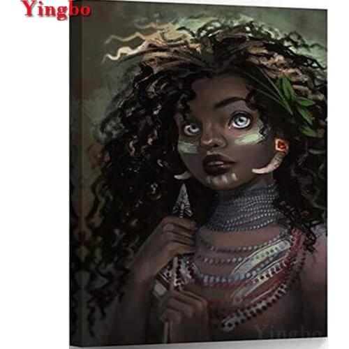 Ying bo 5D DIY Diamond Painting African woman Diamond Embroidery Full Square round stone mosaic home Decoration Rhinestone icon