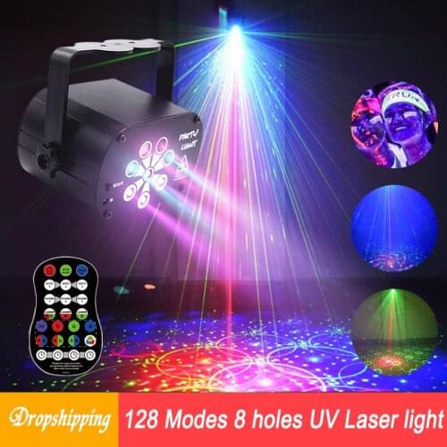 Mini 128 Mode Party Disco Light USB Rechargeable UV Lamp DJ Dance Floor LED Stage Light Effect for Indoor Home Holiday Christmas