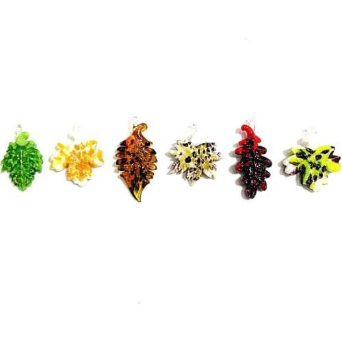 Different colors miniature glass tree leaf Pendants home desktop garden micro landscape decoration hanging charms accessories X6