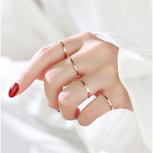 RHYSONG Jewelry Fashion Cool Rings Extra Fine Stainless Steel Rose Gold Silver Color Ins Style Ring JZ53