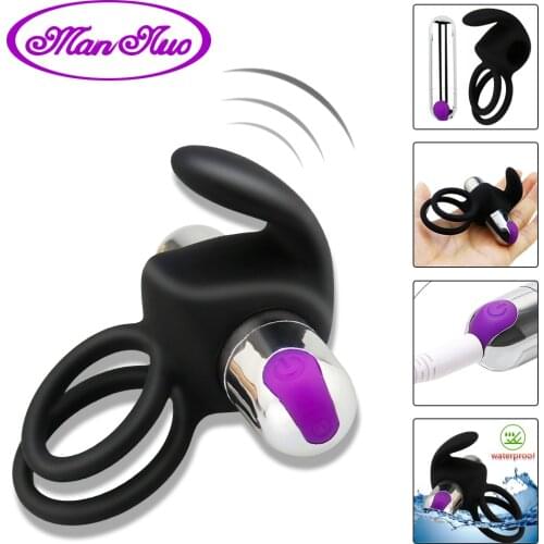 Man nuo Vibrating Penis Rings Silicone Cock Ring with USB Charging Vibrators Delay Ejaculation Sex Toys for Men Masturbator