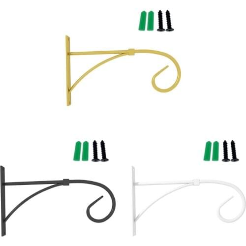 Wall Hanging Hook Bracket Wrought Iron Flower Basket for Bird Feeders Wind Chimes Indoor Outdoor Festival Decoration