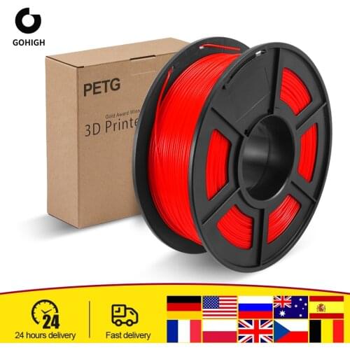 GOHIGH PETG Filament 1kg 1.75mm Diameter Tolerance +/-0.02mm 320m/Roll 100% No Bubble High Strength FDM 3D Printer Material