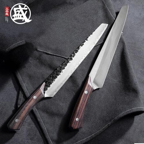 MITSUMOTO SAKARI 9.4''inch lamb chop steak knife Japanese ebony wood handle chef knife gift box