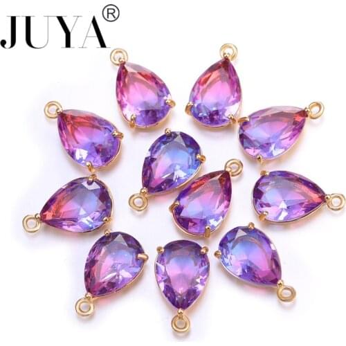 Natural glass Pink lapis Water Drop crystal Quartz charm Pendants for diy Jewelry making necklaces Accessories1pcs