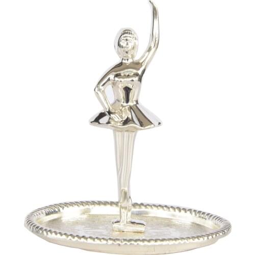 Silver Plated Ballet Dancer Ring Holder Dish Trinket Jewelry Tray Creative Gift