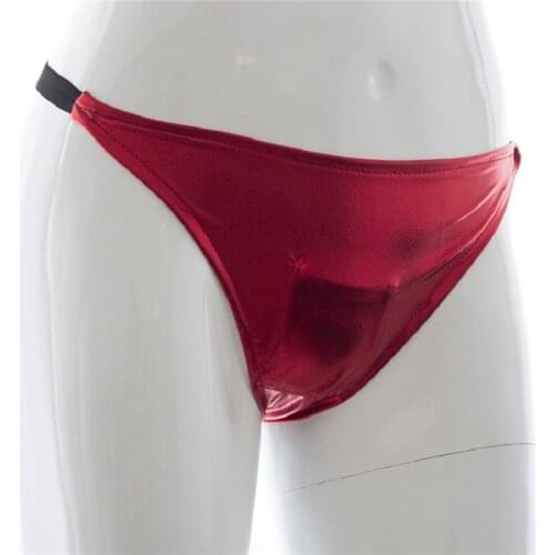 Sexy Lingerie Wet Look Shiny Womens G-String with Vib Pocket Massage Thong Panties Secure Harness Fetish Underwear