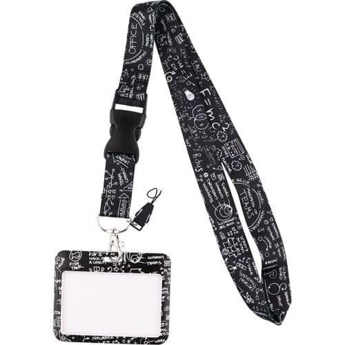 JF730 Math Formula Cartoon Lanyard For Friend Key ID Card Gym Phone Straps USB Badge Holder DIY Hanging Rope Lariat Lanyard