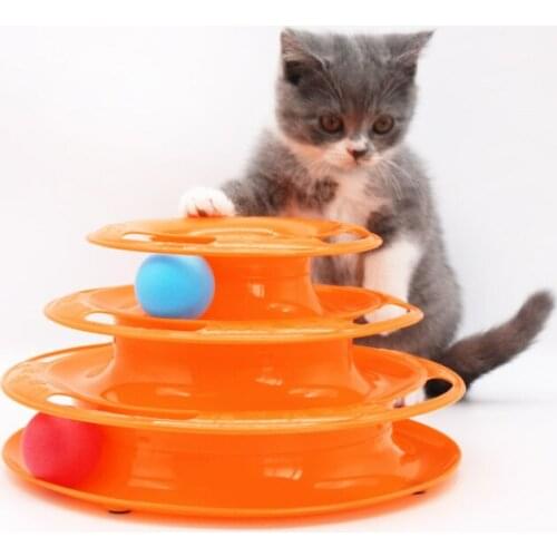 Pet cat toy three layer ball cat turntable cat interactive puzzle track toy cat space tower play plate