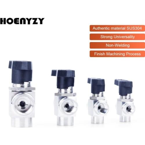 2Pcs 1/8" 1/4" 3/8" 1/2" Tee 3 Way Female Thread 304 Stainless Steel Adjustable Flow Control Shut Off Needle Ball Valve Water