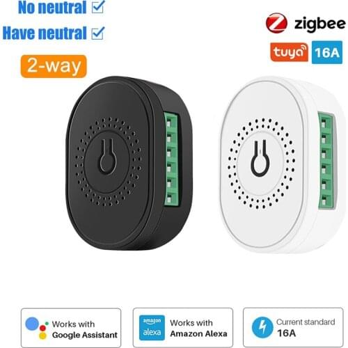 16A Mini Tuya Zigbee Smart Switch Supports 2 Way Control Smart Home Universal Module, Works With Alexa Google Home Smart Life