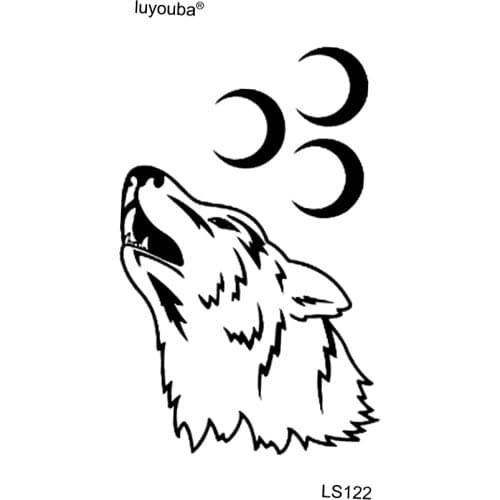 3D Moon And Wolf Waterproof Temporary Tattoos Men Beauty Animals Harajuku Faux Tatouage Temporaire Femme Tatoo Stickers