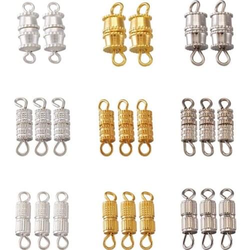 90Sets Brass Column Screw Clasps Barrel Screw Twist Clasp Tube Fastener Cord Ends for Bracelet Necklace Jewelry Making Findings