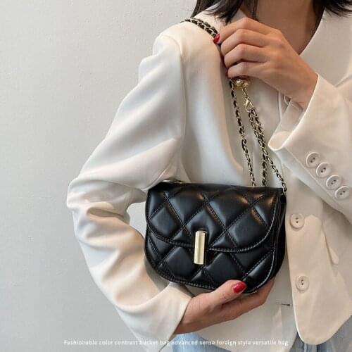 Shoulder Bag Female Crossbody Bag Designer Handbag Purse Women Saddle Bag Chain Backpack Fashion 2021 PU Leather Diamond Lattice